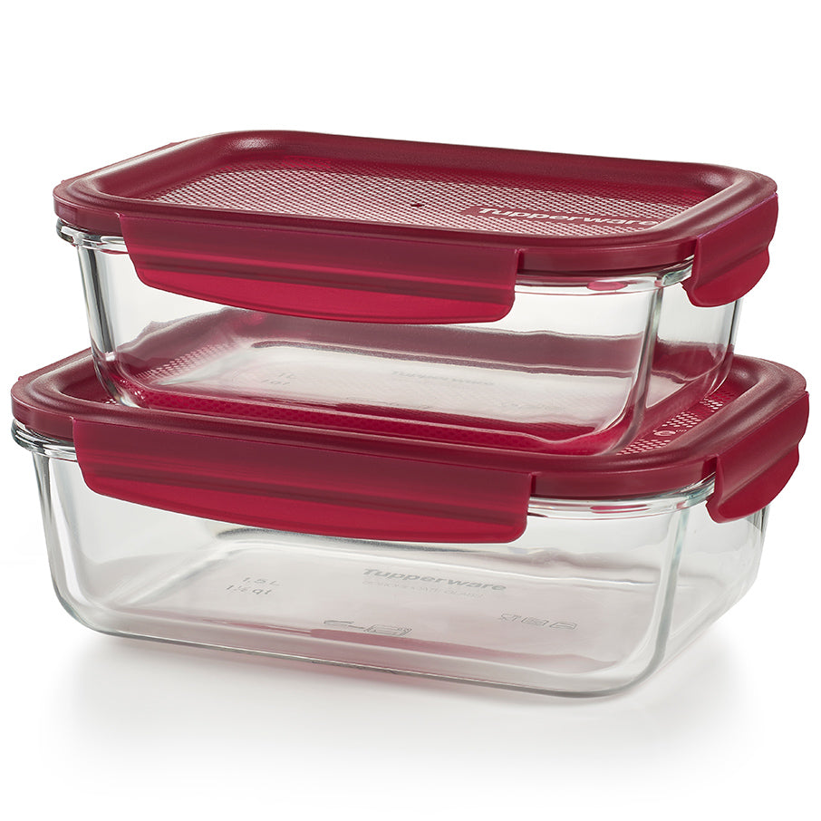 Tupperware PremiaGlass™ Container 2-Piece Set (Bordeaux