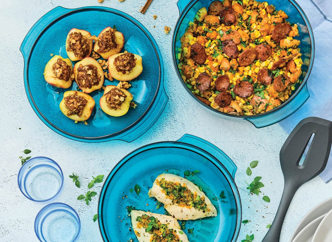 Stuffed Apples, Broccoli Chicken and Corn Stuffing Stack