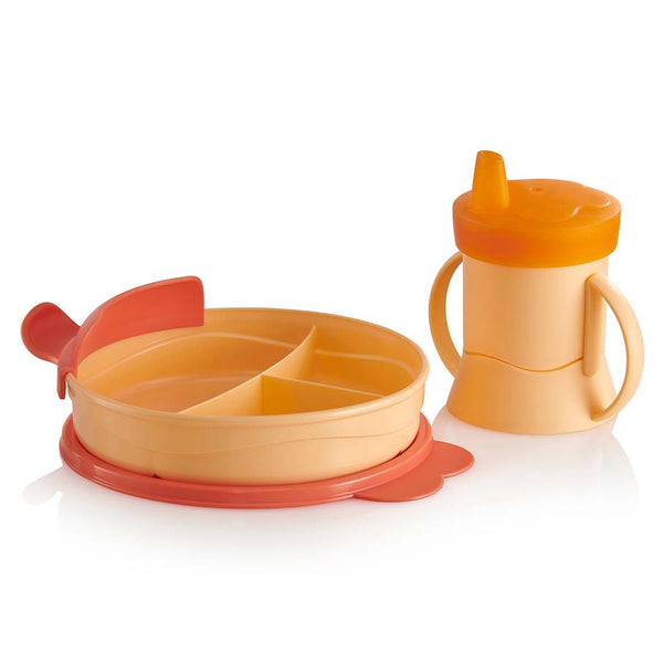 Tupperware TupperCare Baby Drinking Cup 200 ml + Children's Plate 500 ml  Non-Slip + Replacement Lid Orange for Drinking Cup + Feeding Spoon Soft  Orange : : Baby Products, tupperware bebe 
