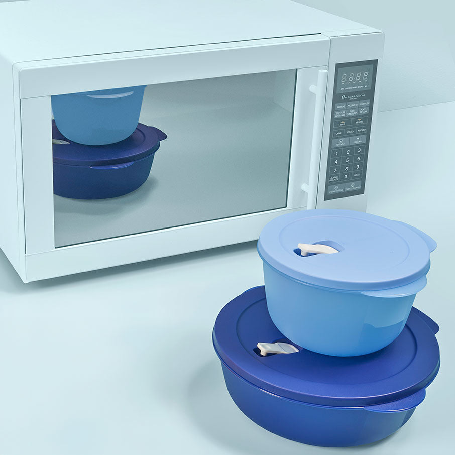 Tupperware Crystalwave Plus 2 1/2 Cup Microwave Safe Bowl Round Aqua Blue  New