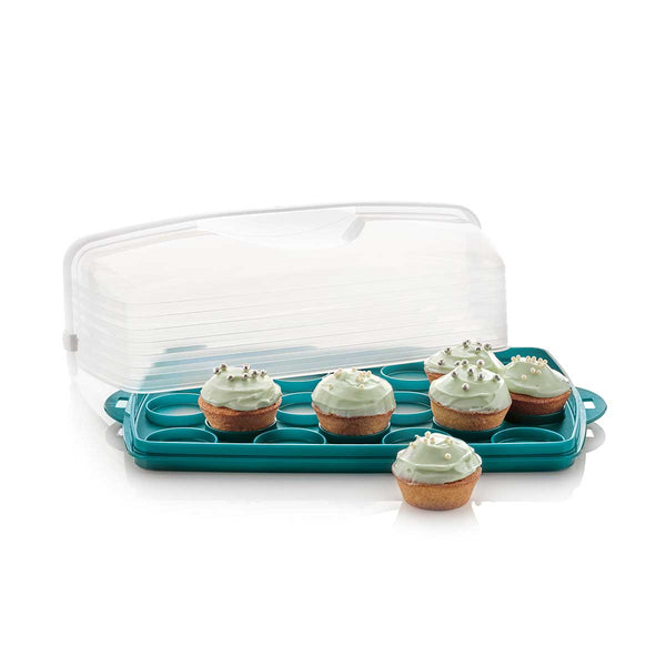Tupperware Fresh-n-fancy Rectangle Sheet Cake Carrier W/handle 