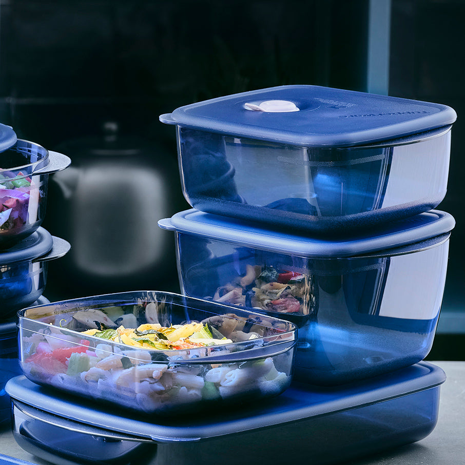 Tupperware Brand Vent An Serve Container Set - 3 Medium Shallow Containers to Prep, Freeze & Reheat Meals + Lids - Dishwasher, Microwave & Freezer