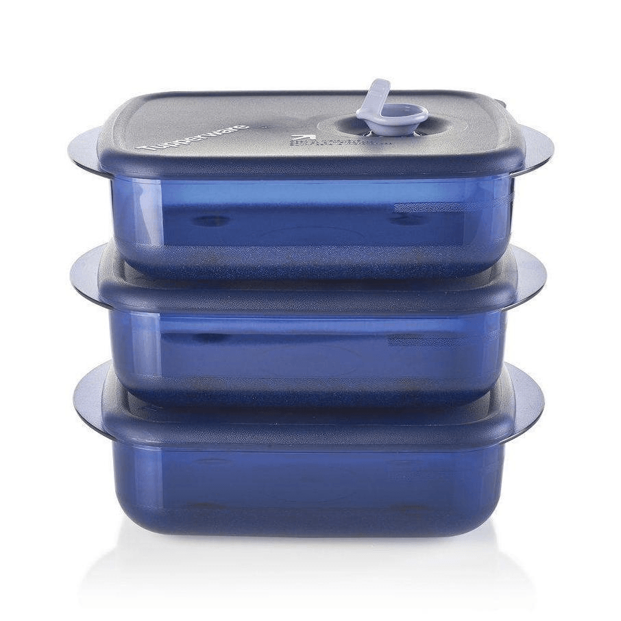 Tupperware Brand Vent 'N Serve Container Set - 3 Medium Shallow Containers  to Prep, Freeze & Reheat Meals + Lids - Dishwasher, Microwave & Freezer