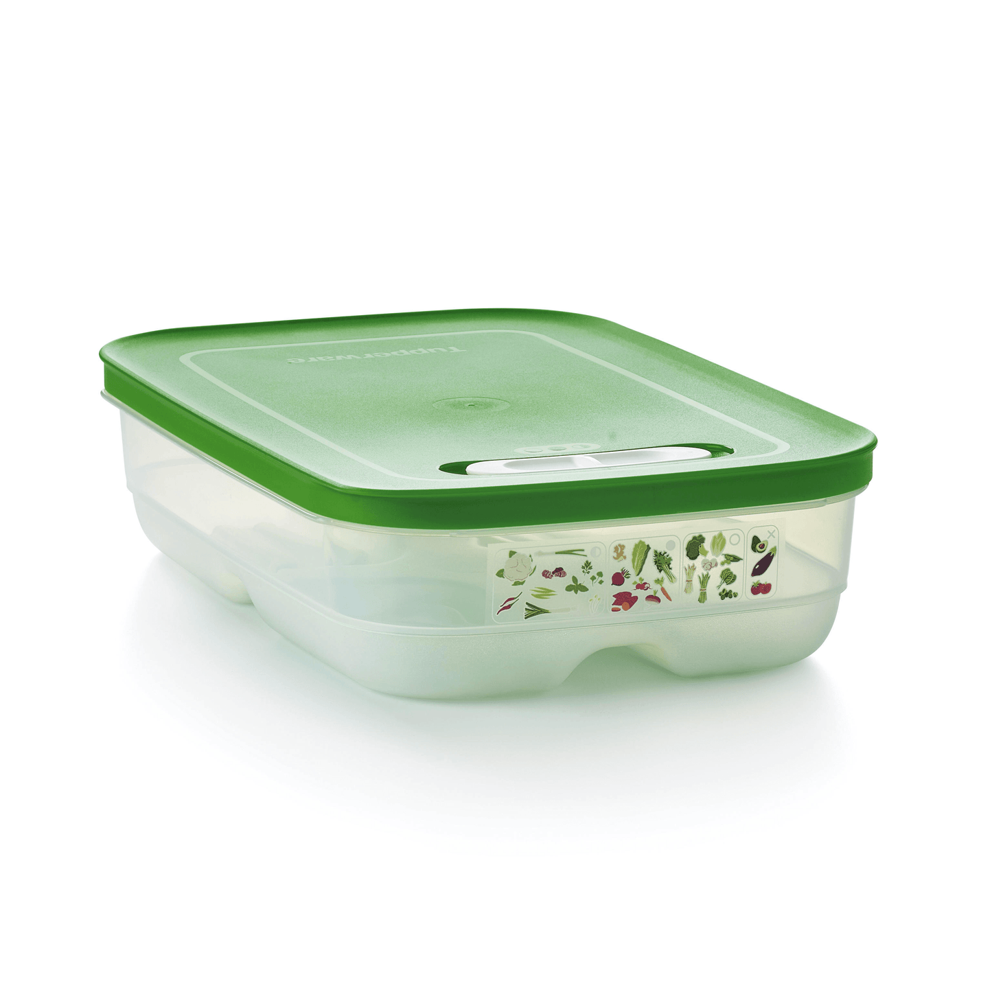 Choice 2 Qt. White Square Polypropylene Food Storage Container and Green Lid